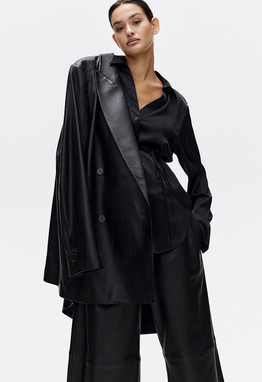 H&M - Mama before & after tie-belt shirt - black