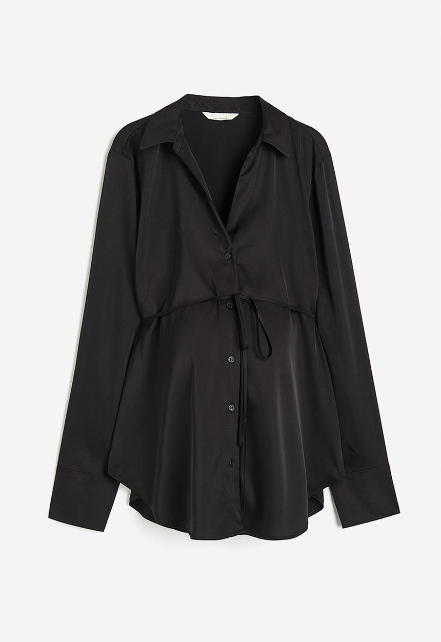 H&M - Mama before & after tie-belt shirt - black