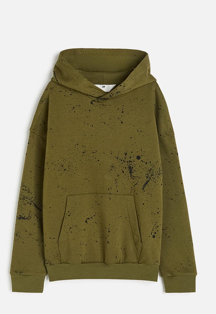 H&M - Patterned hoodie - dark green/splatter