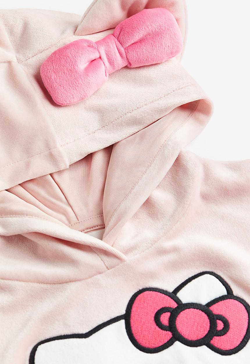 H&M - 2-Piece velour set - light pink/hello kitty