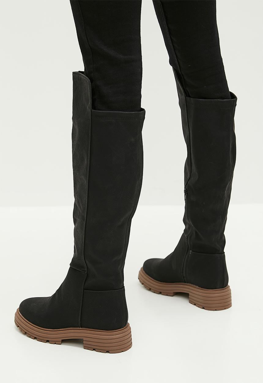 Footwork - Mavis knee length boot - black