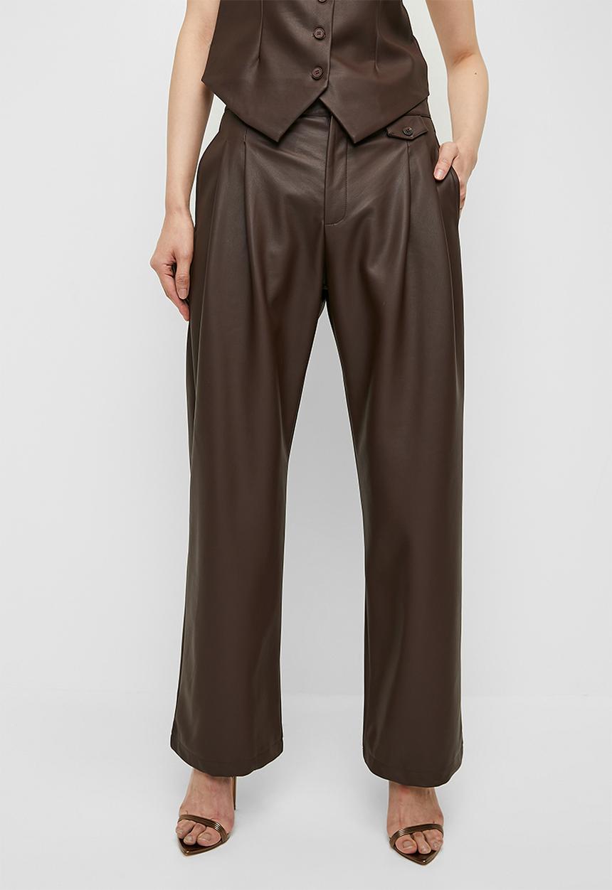 Superbalist - Low rise pu wide leg - tan