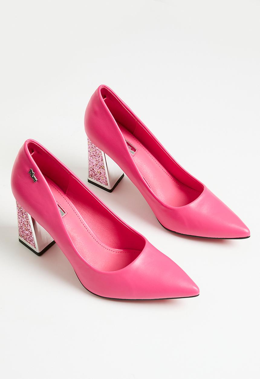 Plum - Alessandra block heel court - pink