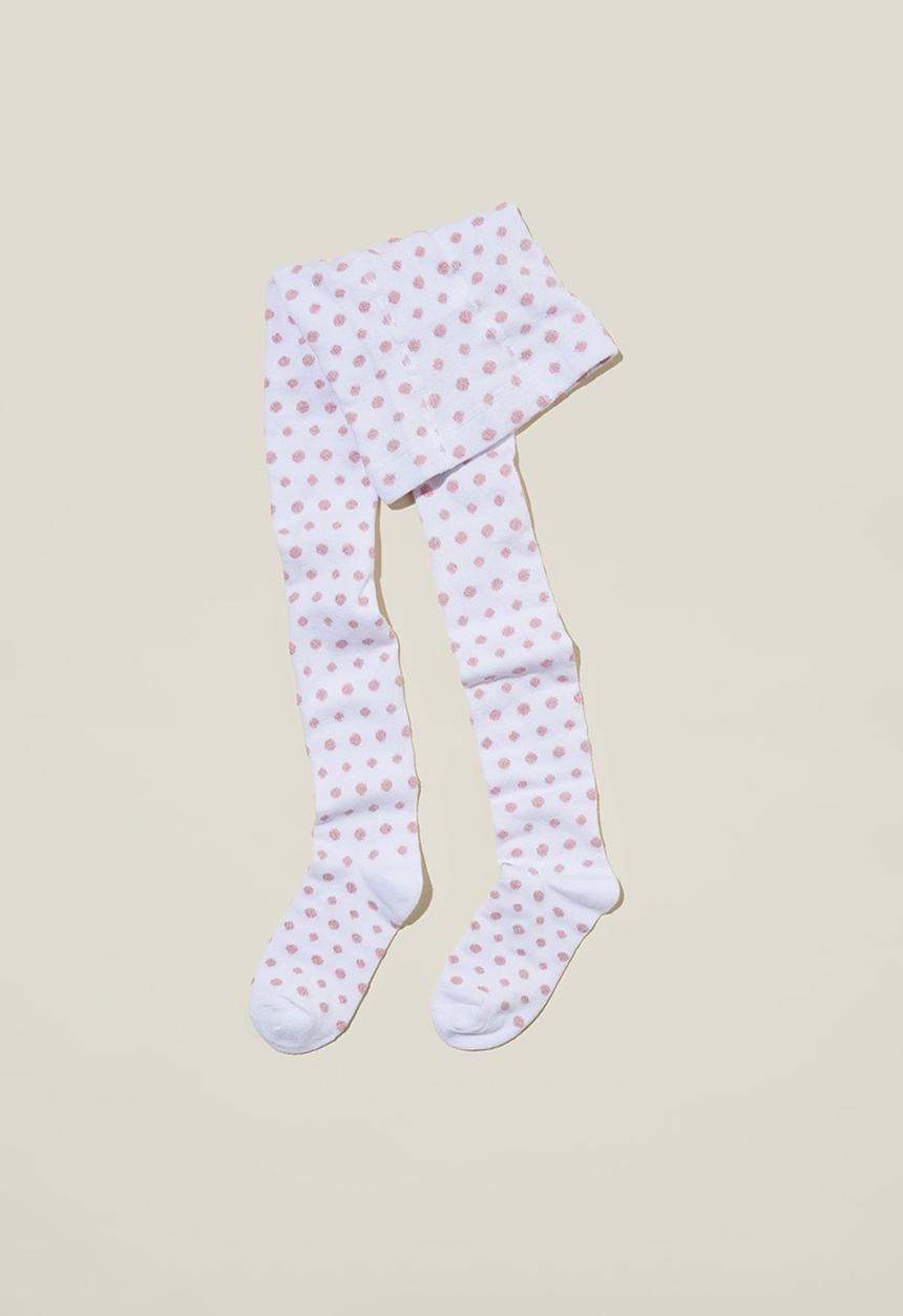 Cotton On - Solid tights - vanilla/pink polka dot shimmer