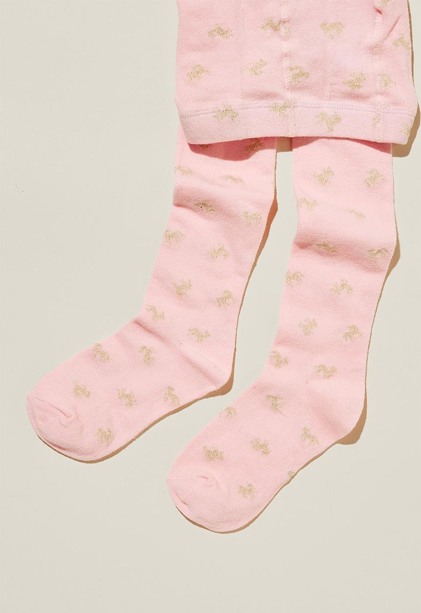 Cotton On - Solid tights - blush pink/gold unicorn shimmer