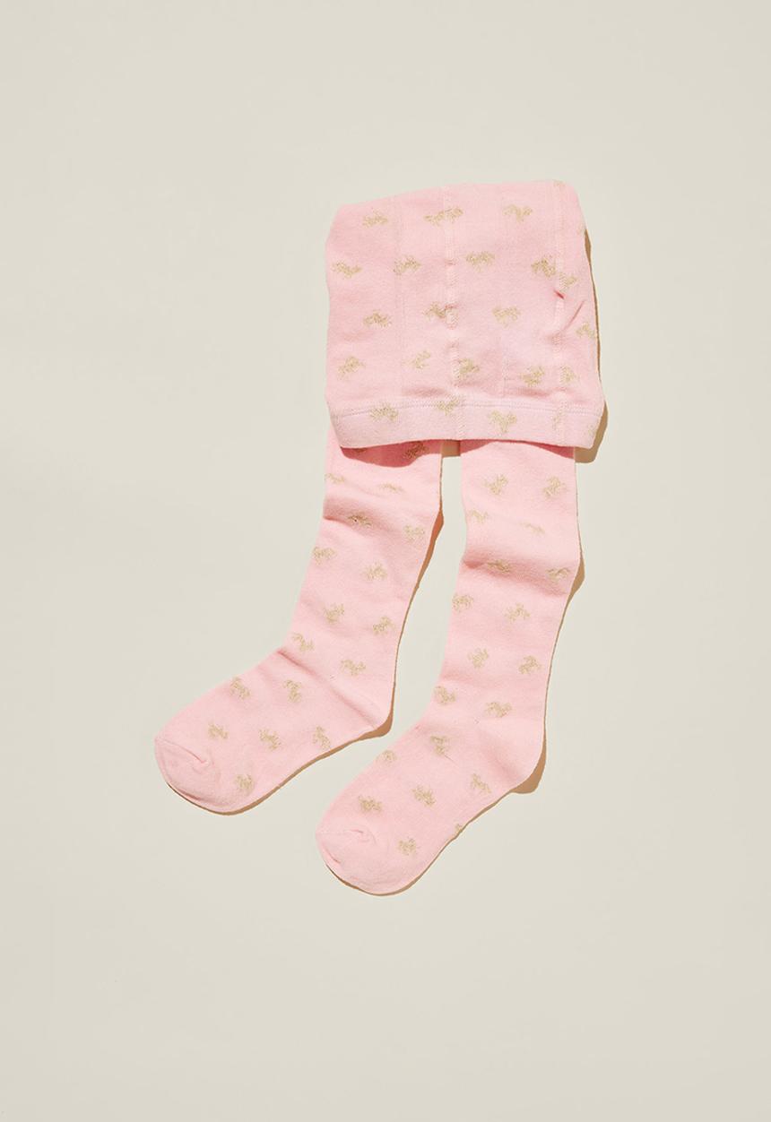 Cotton On - Solid tights - blush pink/gold unicorn shimmer