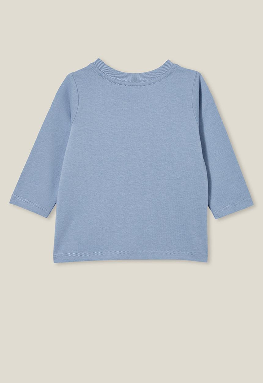 Cotton On - Jamie long sleeve tee - dusty blue/first word mama