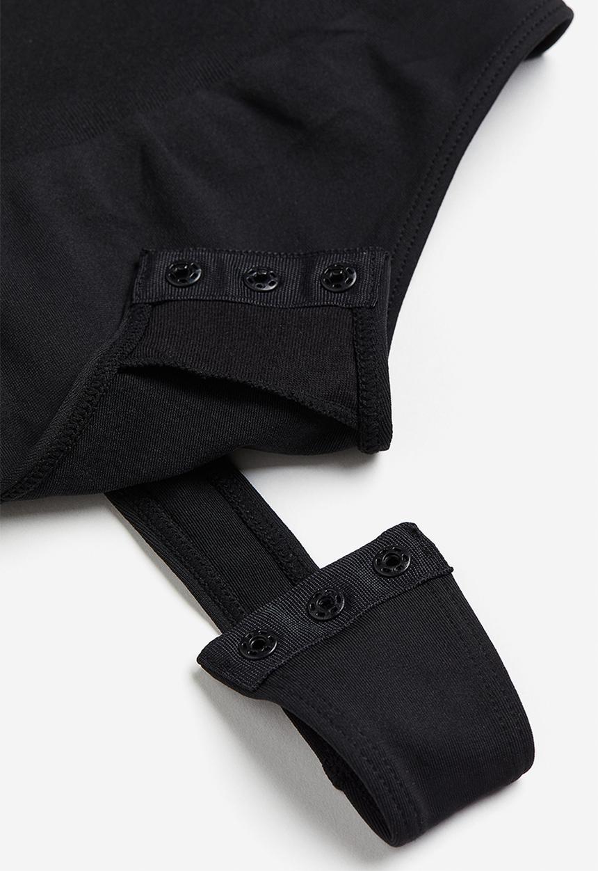 H&M - Seamless light shape push-up thong body - black