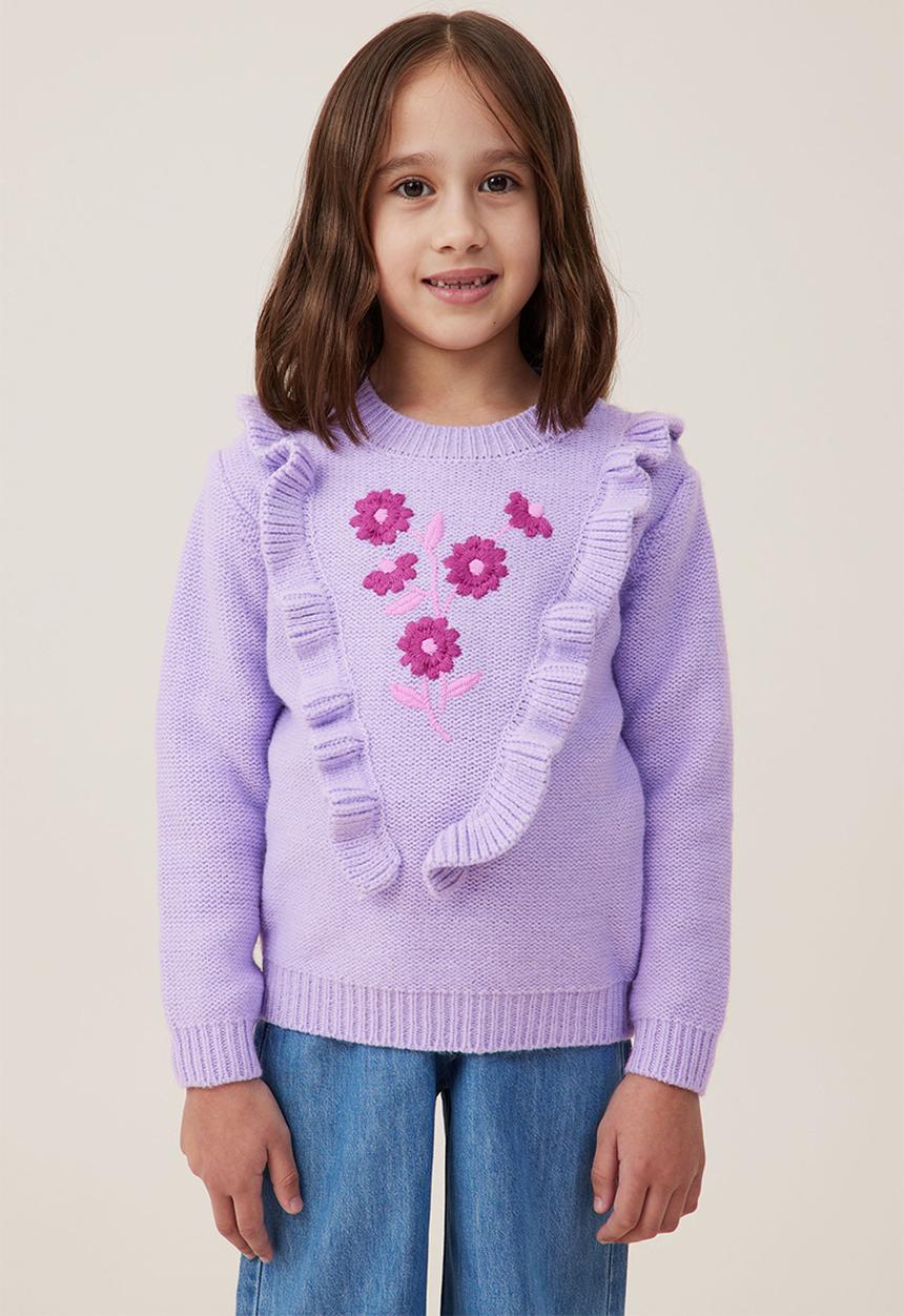 Cotton On - Lisa jumper - lilac drop/ embroidery