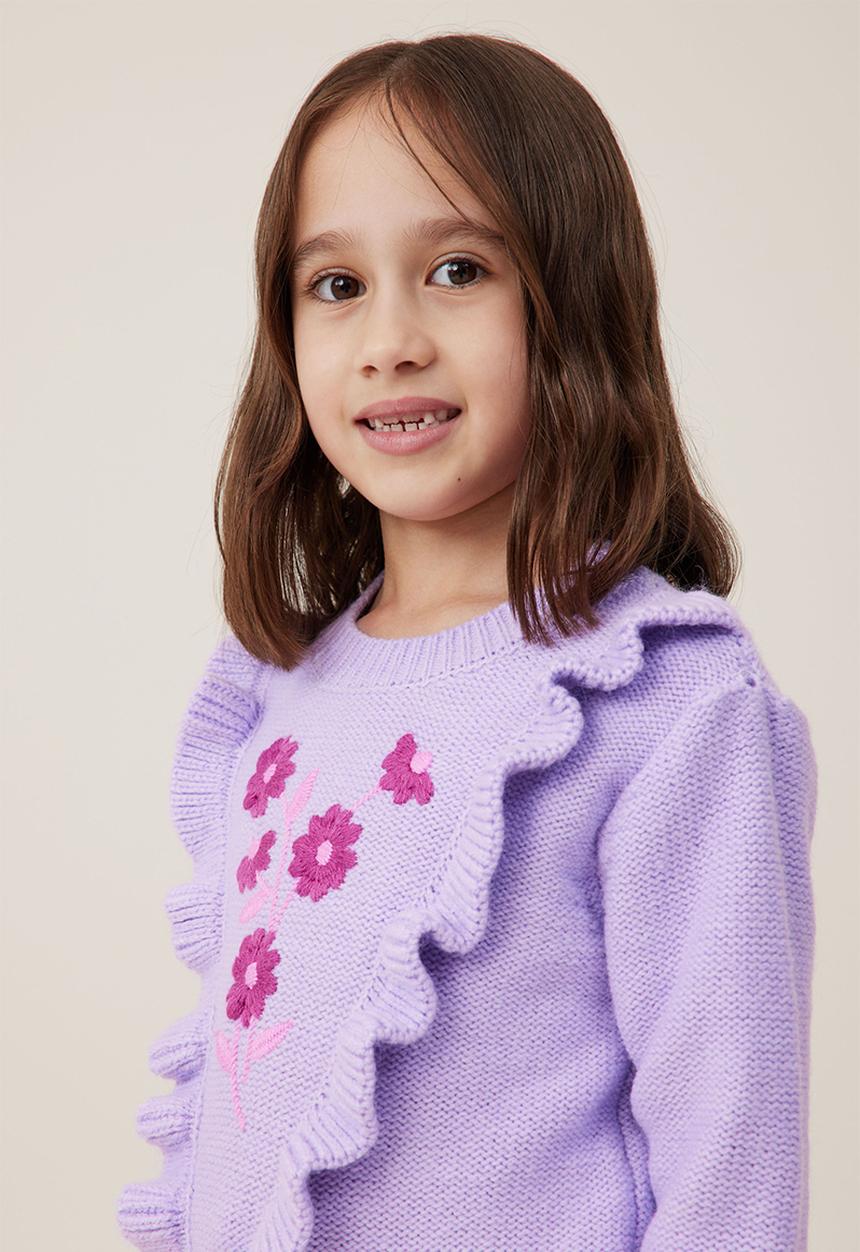 Cotton On - Lisa jumper - lilac drop/ embroidery