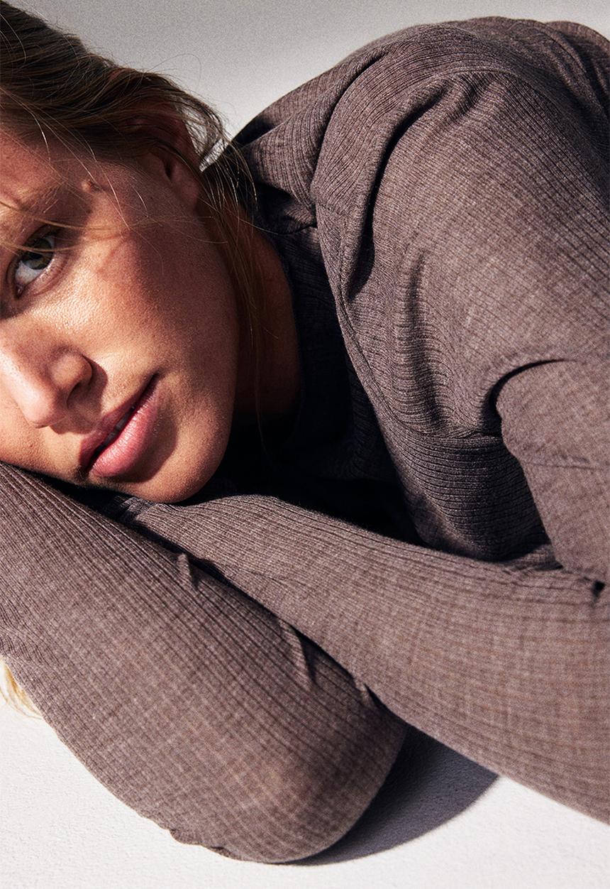 H&M - Ribbed pyjamas - dark mole mar