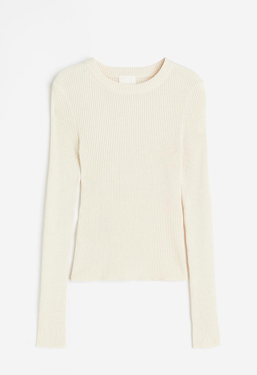 H&M - Rib-knit top - cream