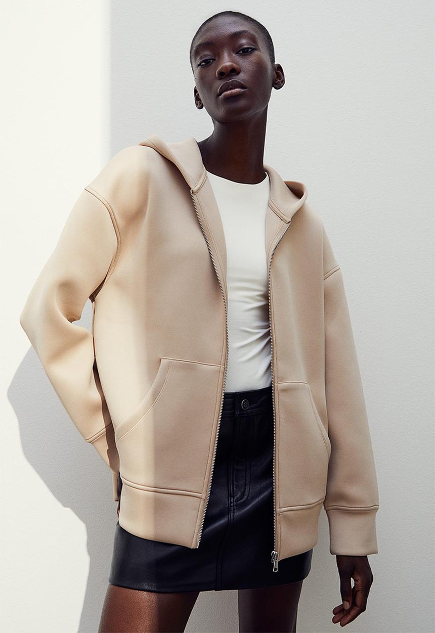 H&M - Oversized scuba hoodie - beige