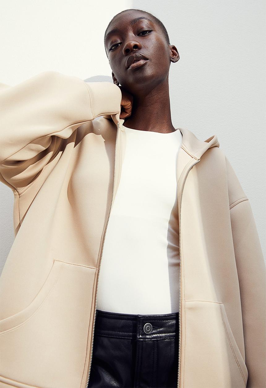 H&M - Oversized scuba hoodie - beige