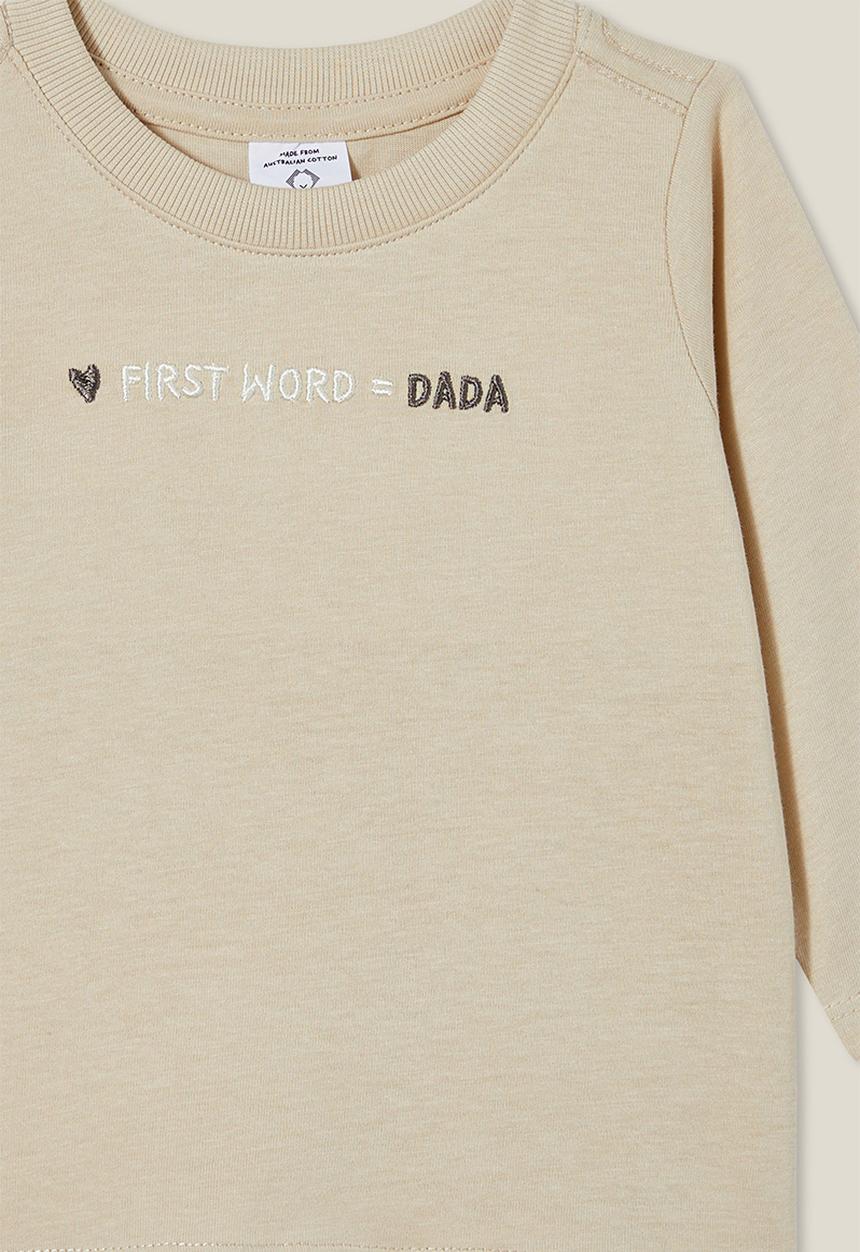Cotton On - Jamie long sleeve tee - rainy day/first word dada