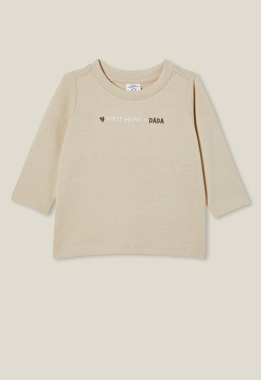 Cotton On - Jamie long sleeve tee - rainy day/first word dada