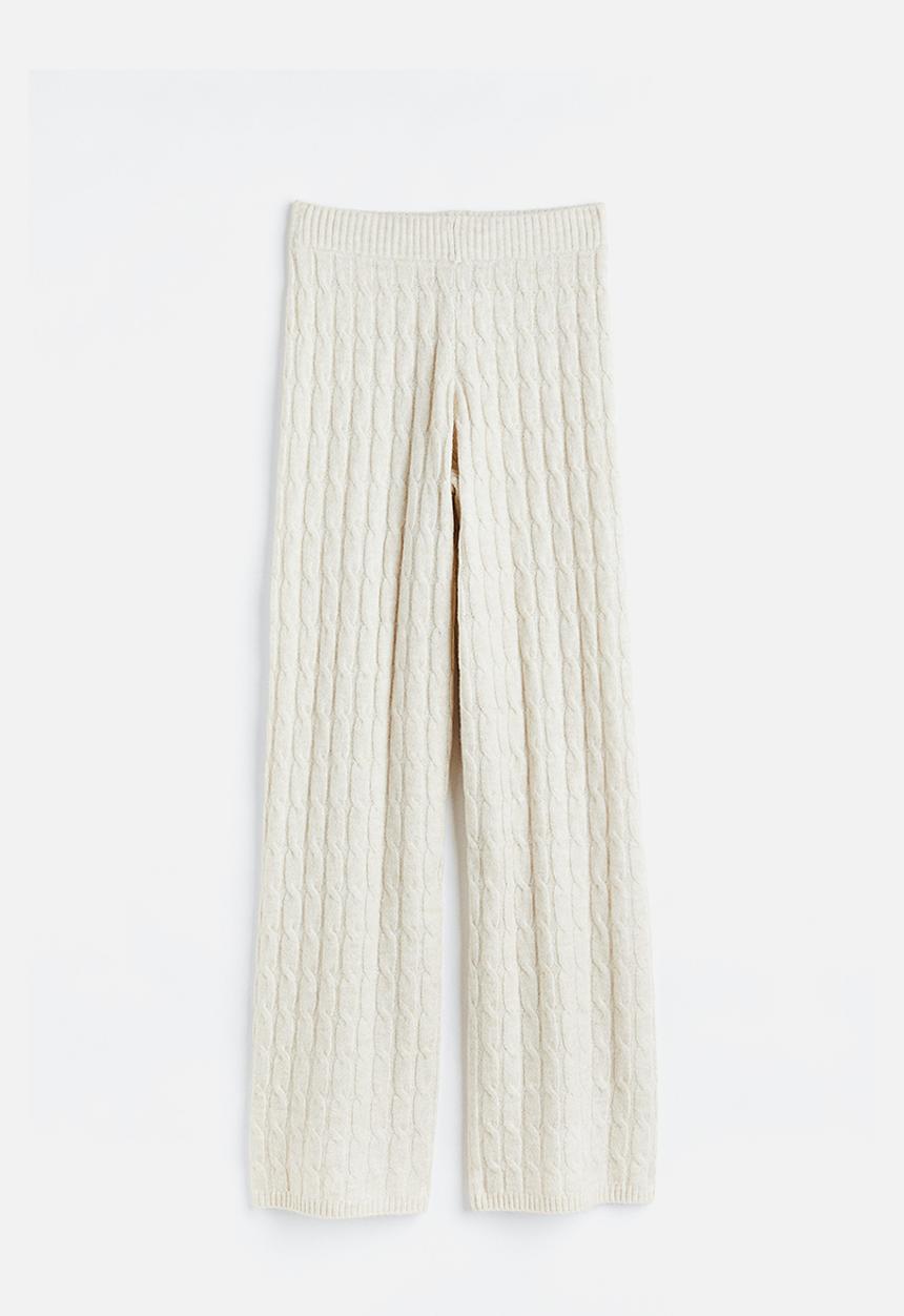 H&M - Cable-knit trousers - natural white 