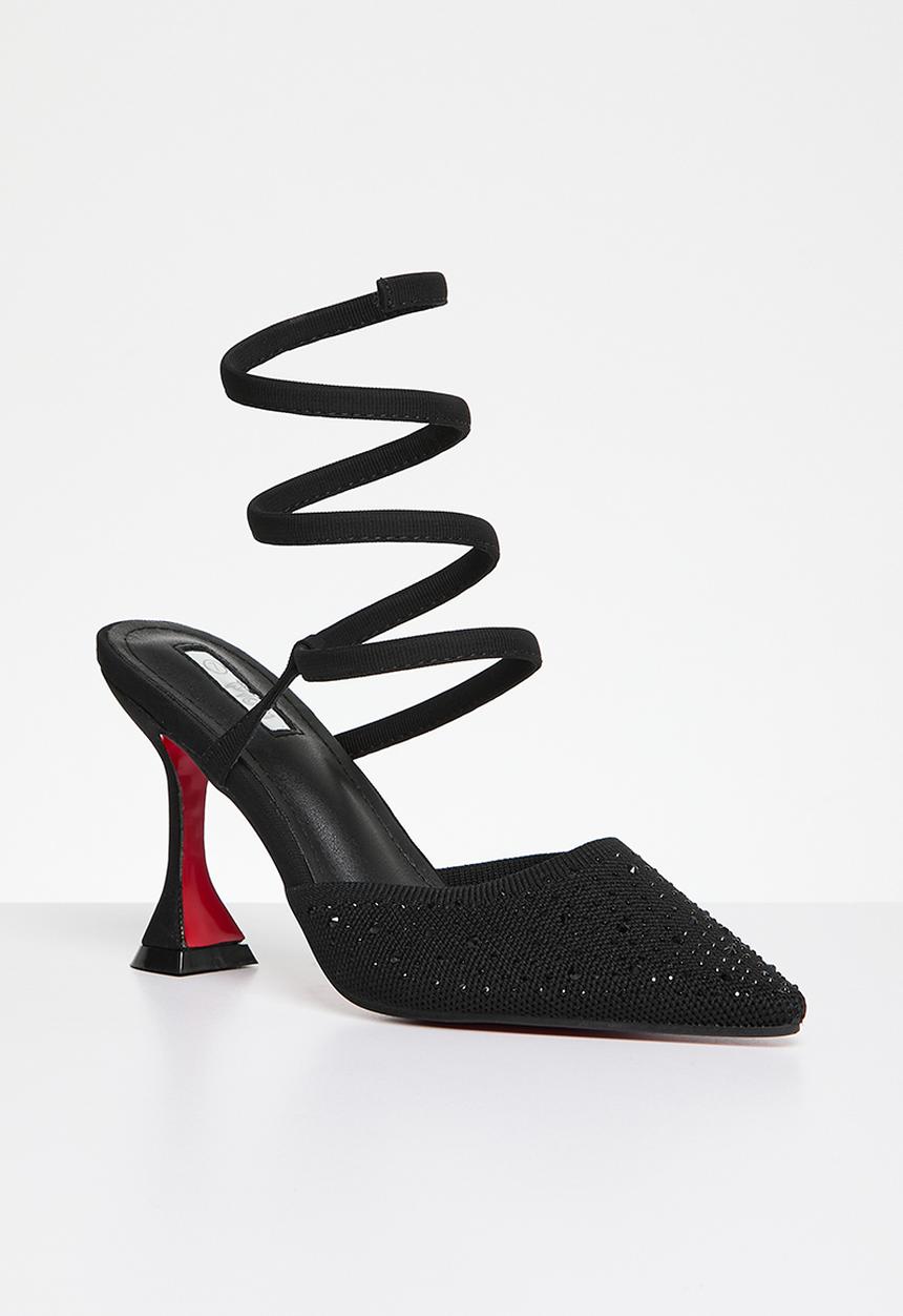 Plum - Camryn heeled mule - black