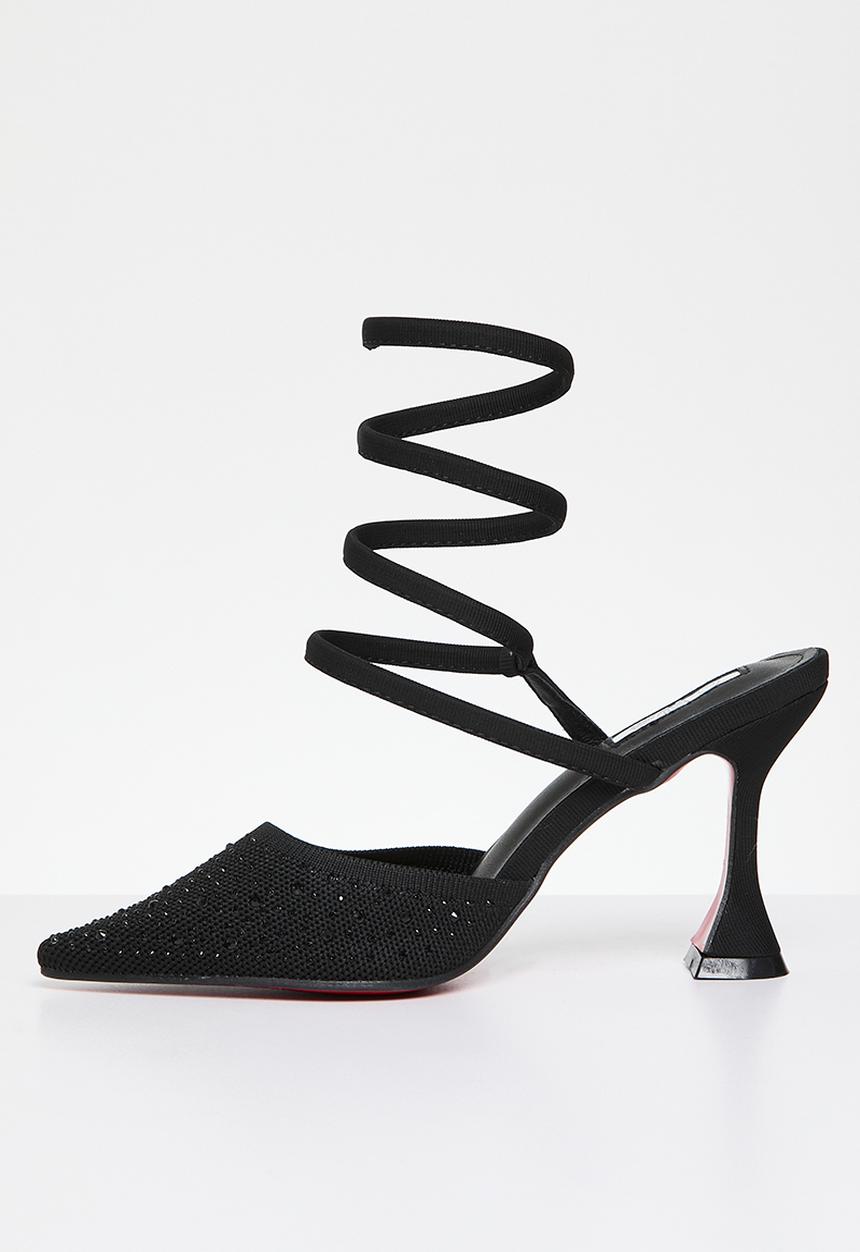 Plum - Camryn heeled mule - black