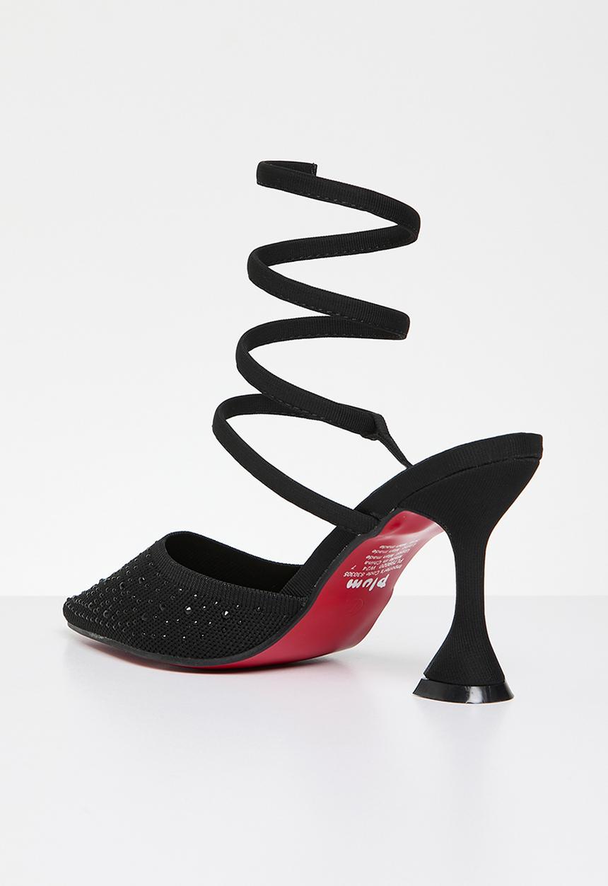 Plum - Camryn heeled mule - black