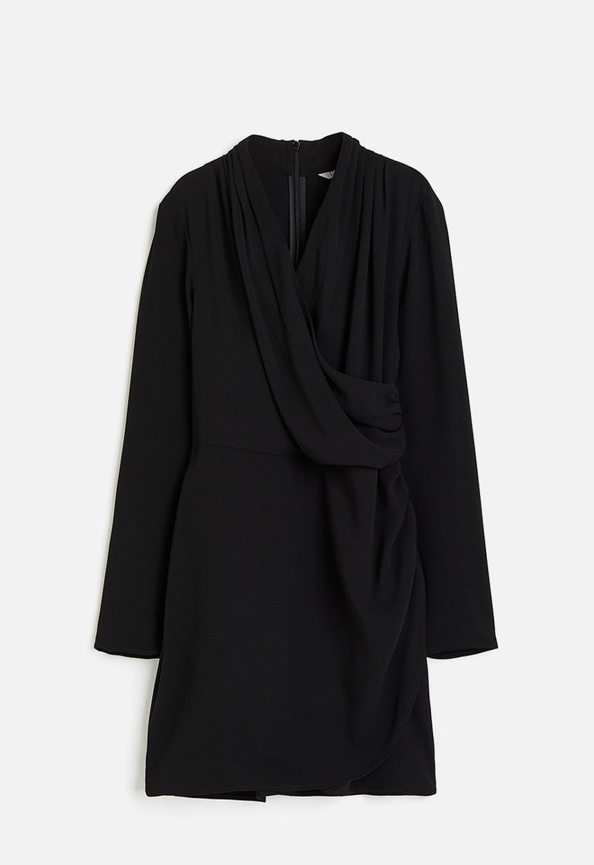 H&M - Draped wrap dress - black