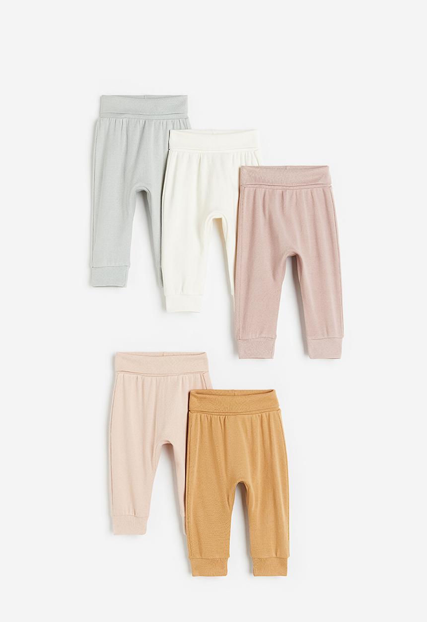H&M - 5 pack cotton trousers - light pink & light green
