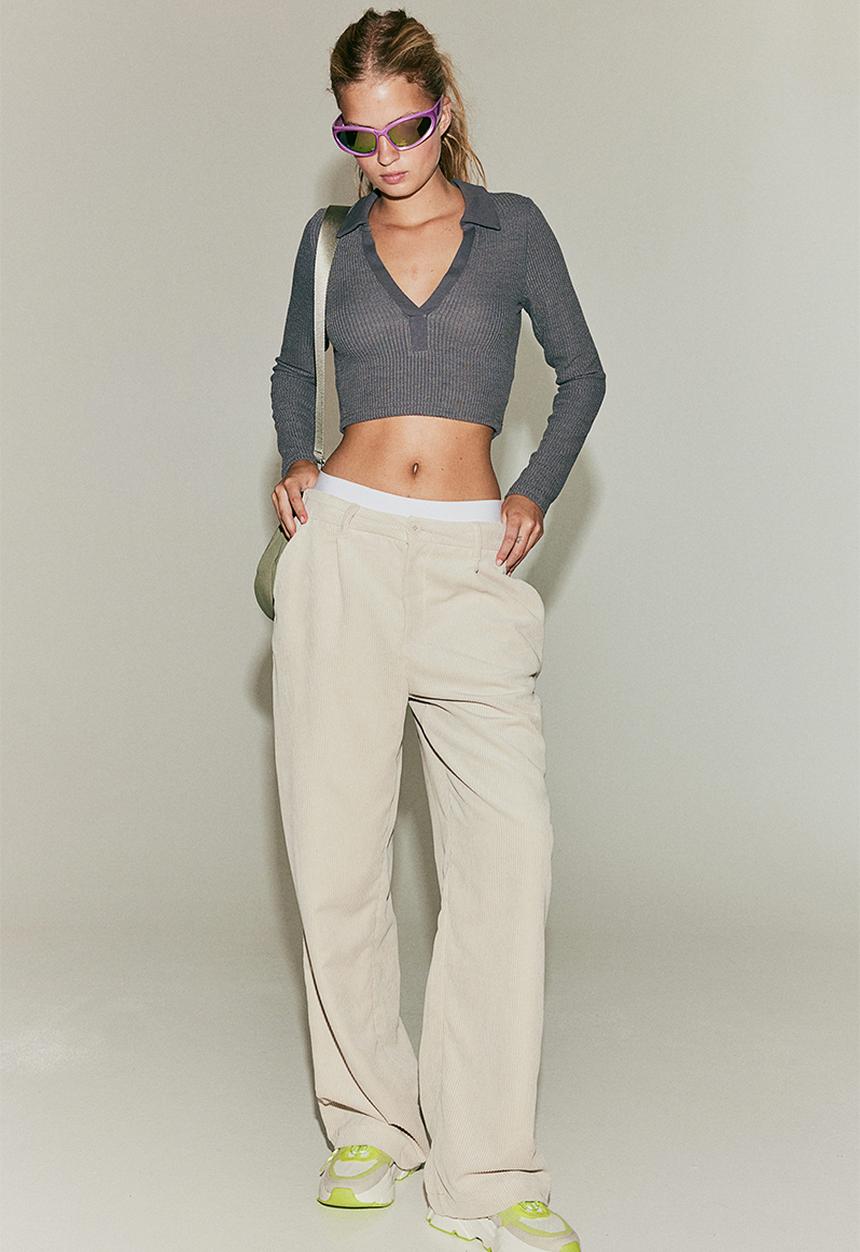 H&M - Collared jersey top - dark grey