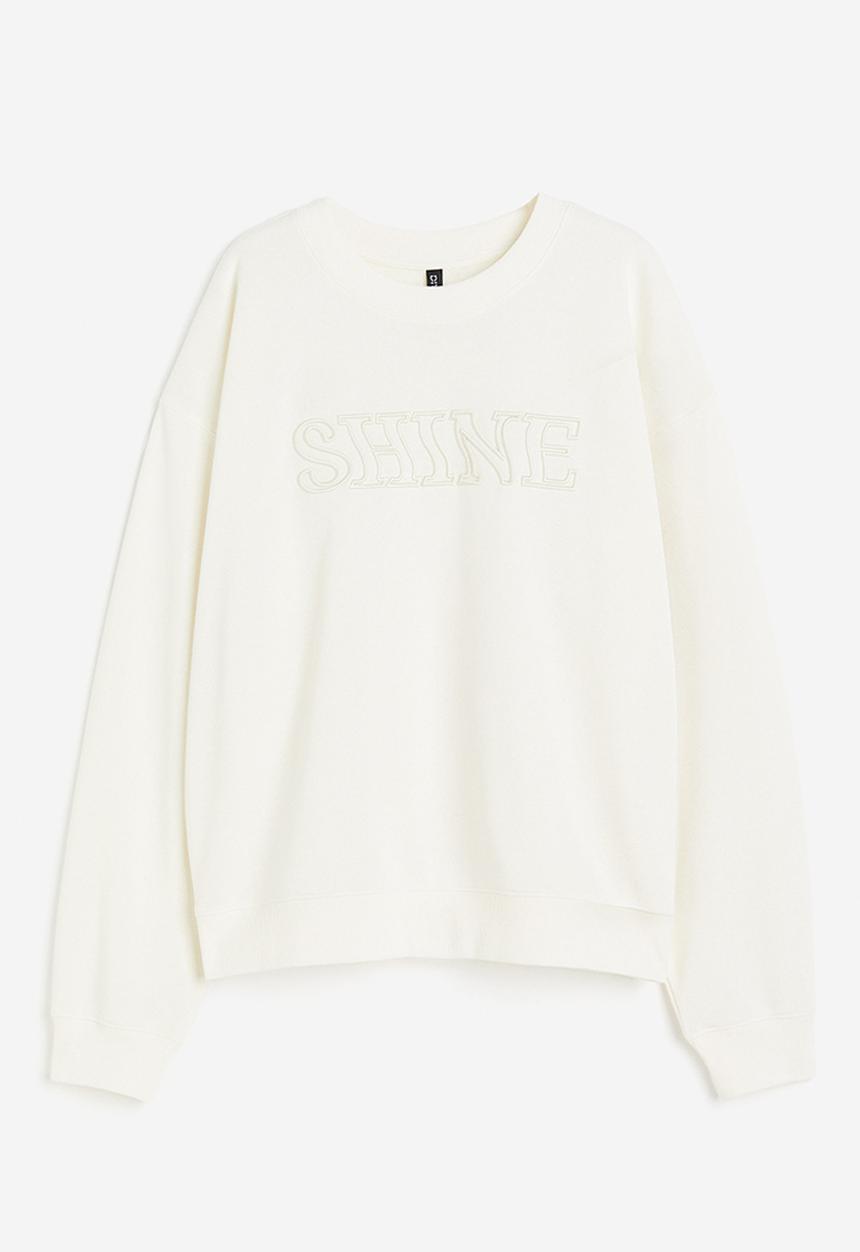 H&M - Embroidered sweatshirt - cream & shine
