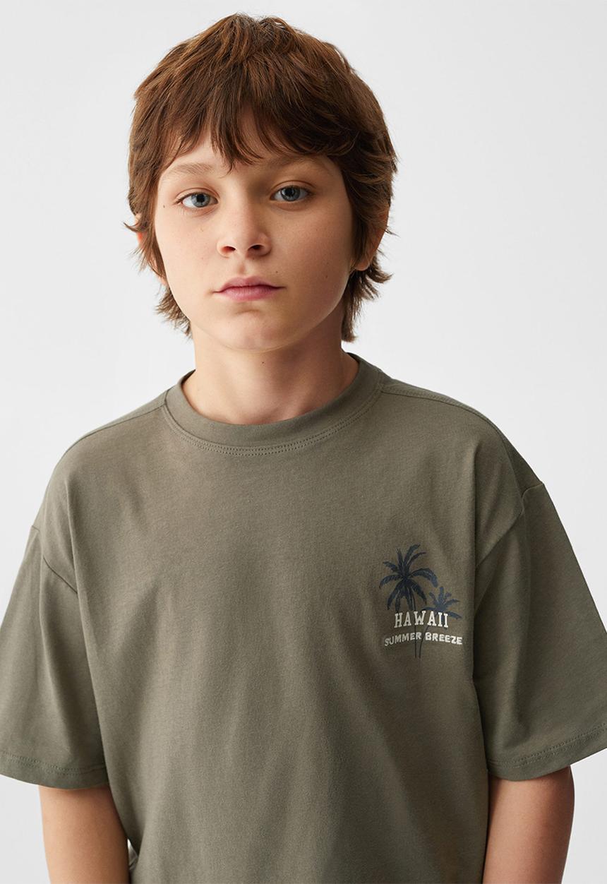 MANGO - T-shirt hawaii - khaki