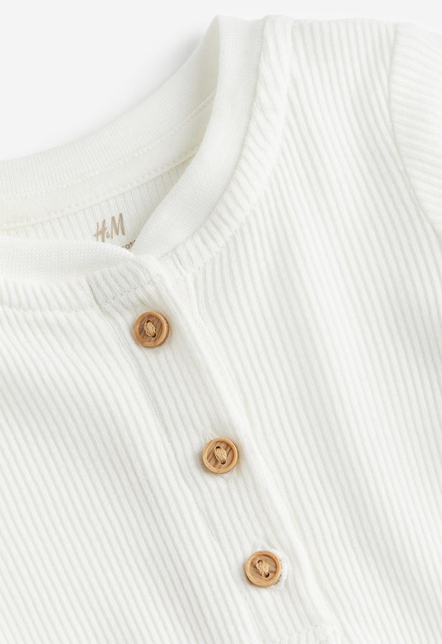 H&M - 3 piece cotton set - khaki green/white