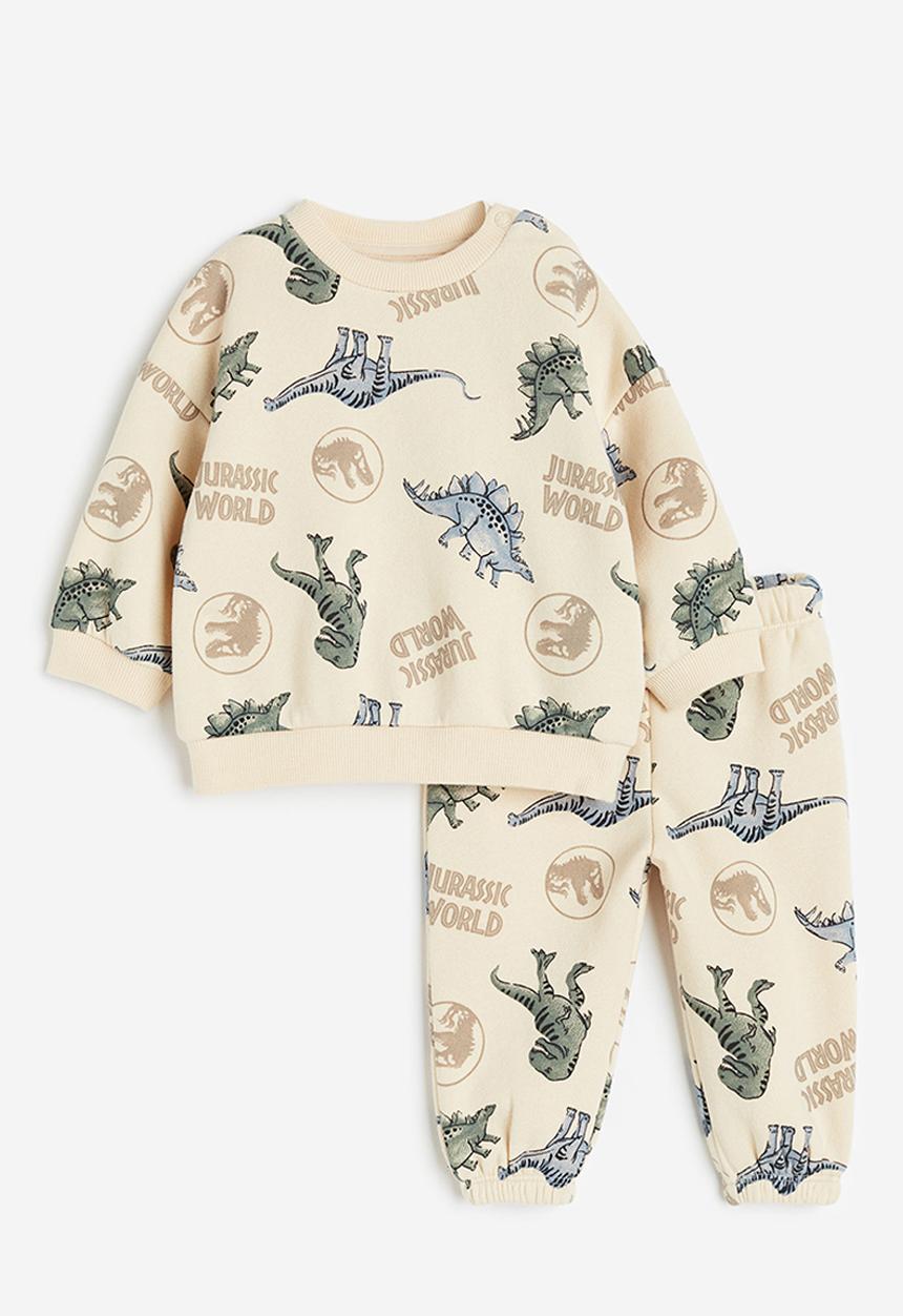 H&M - 2 piece sweatshirt set - light beige jurassic world