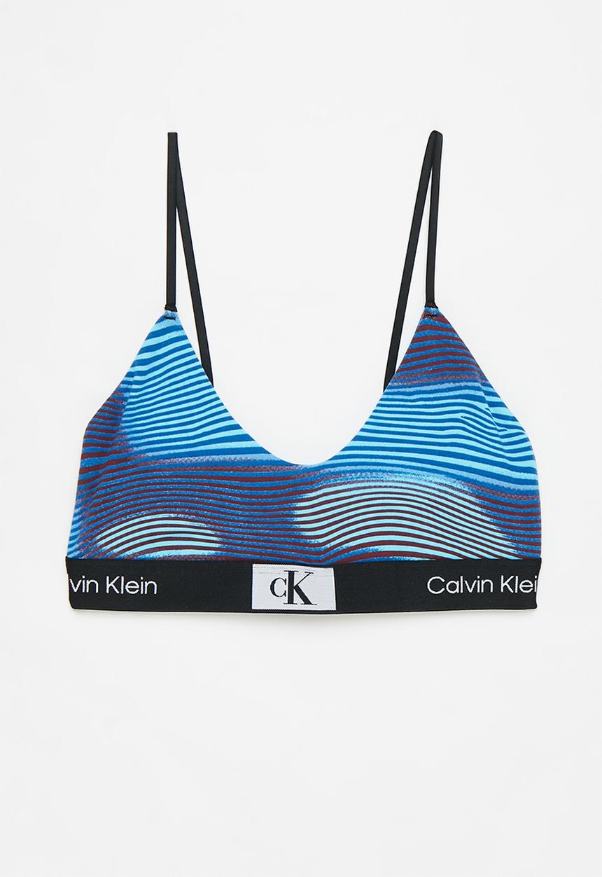 Calvin Klein - Unlined bralette - infared lines/eggshell blue