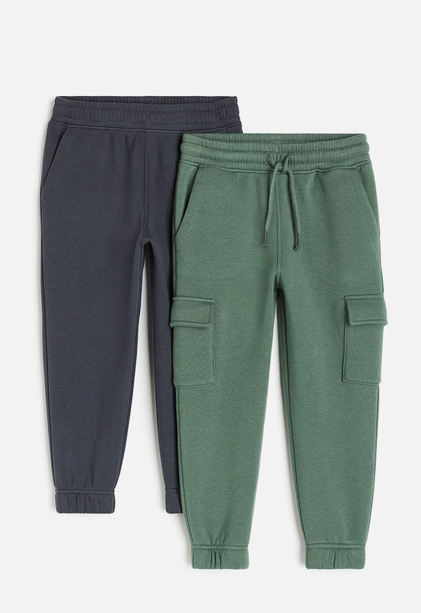 H&M - 2 pack joggers - green & dark grey