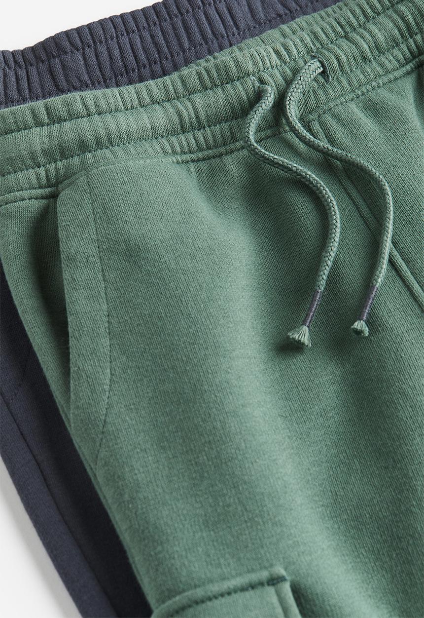 H&M - 2 pack joggers - green & dark grey