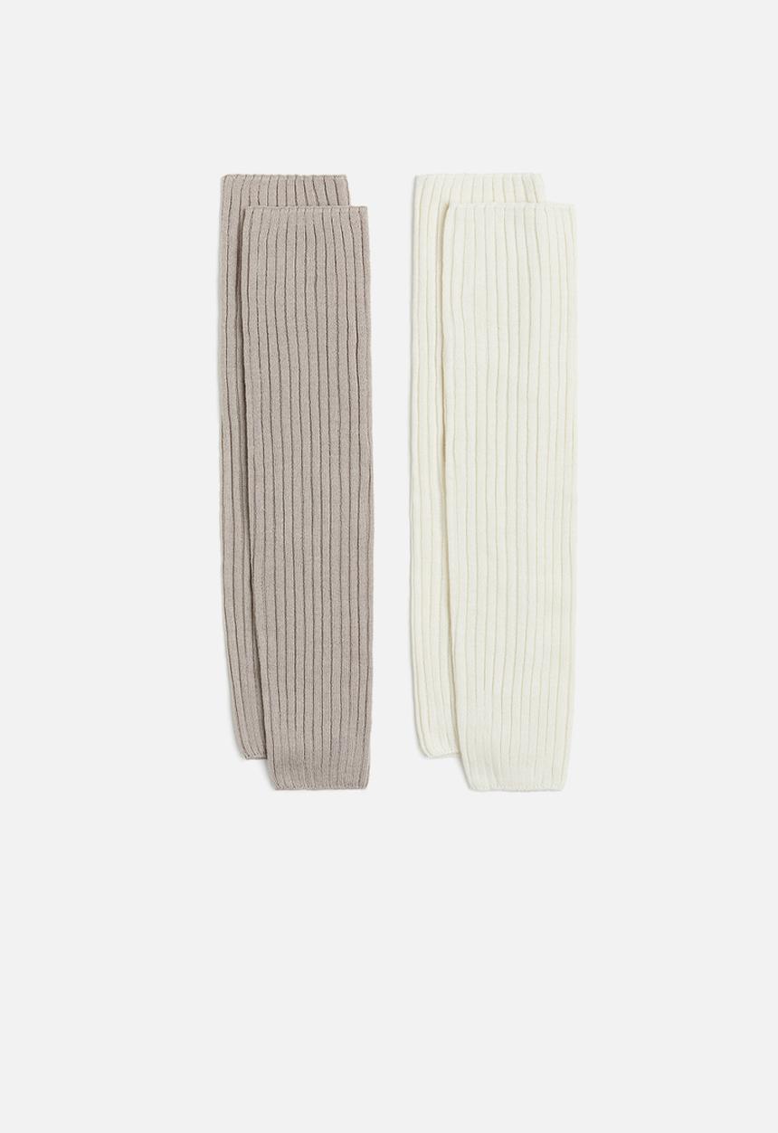 H&M - 2-Pack rib-knit leg warmers - greige cream
