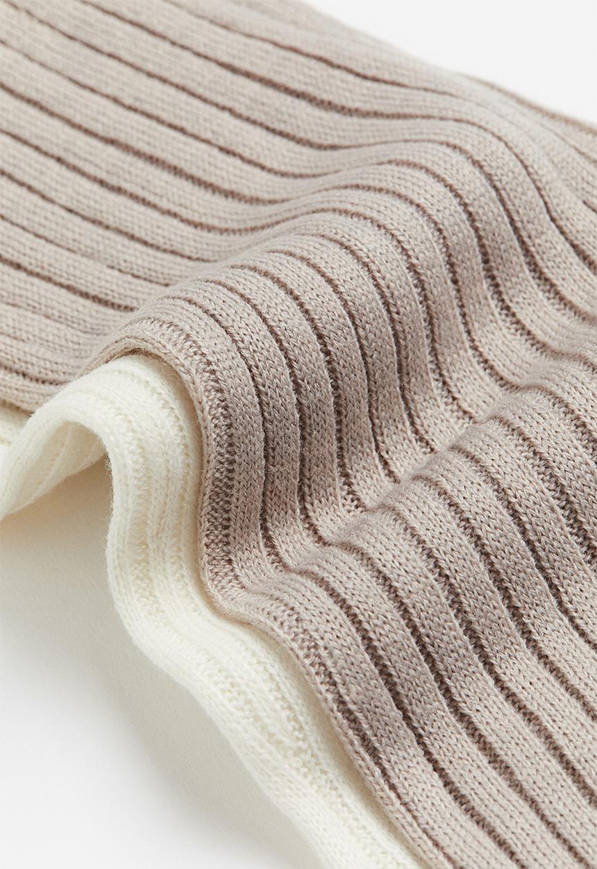 H&M - 2-Pack rib-knit leg warmers - greige cream