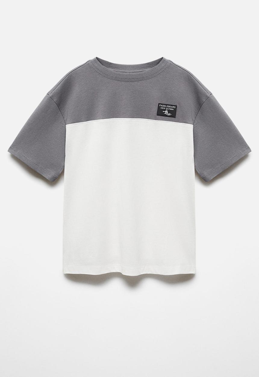 MANGO - T-shirt block - charcoal