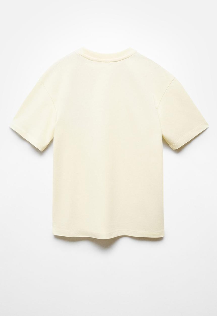 MANGO - T-shirt check - pastel yellow