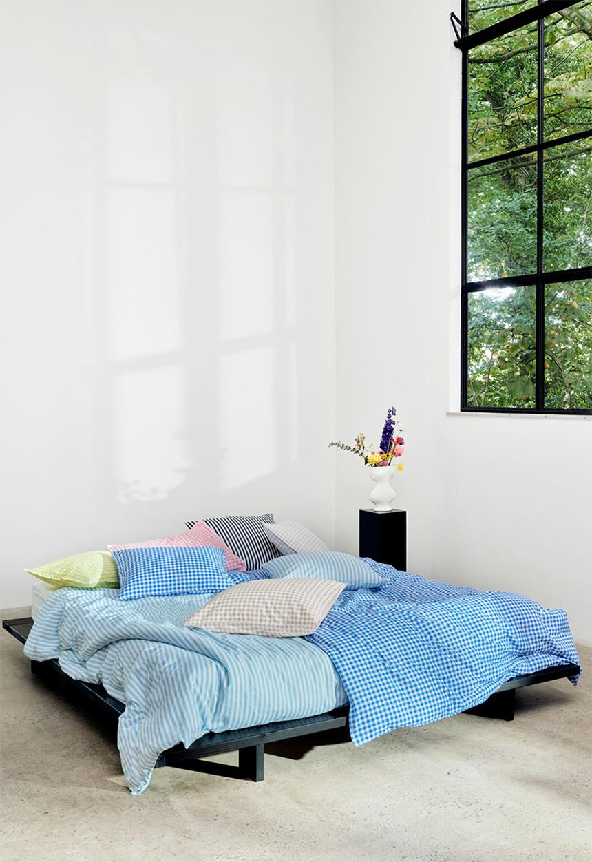 H&M - Patterned double/king size duvet cover set - blue/gingham-checked