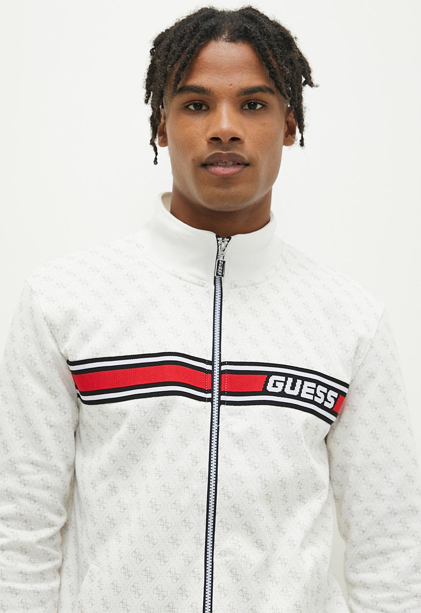 GUESS - Korbin full zip tracksuit top -  aop pure white