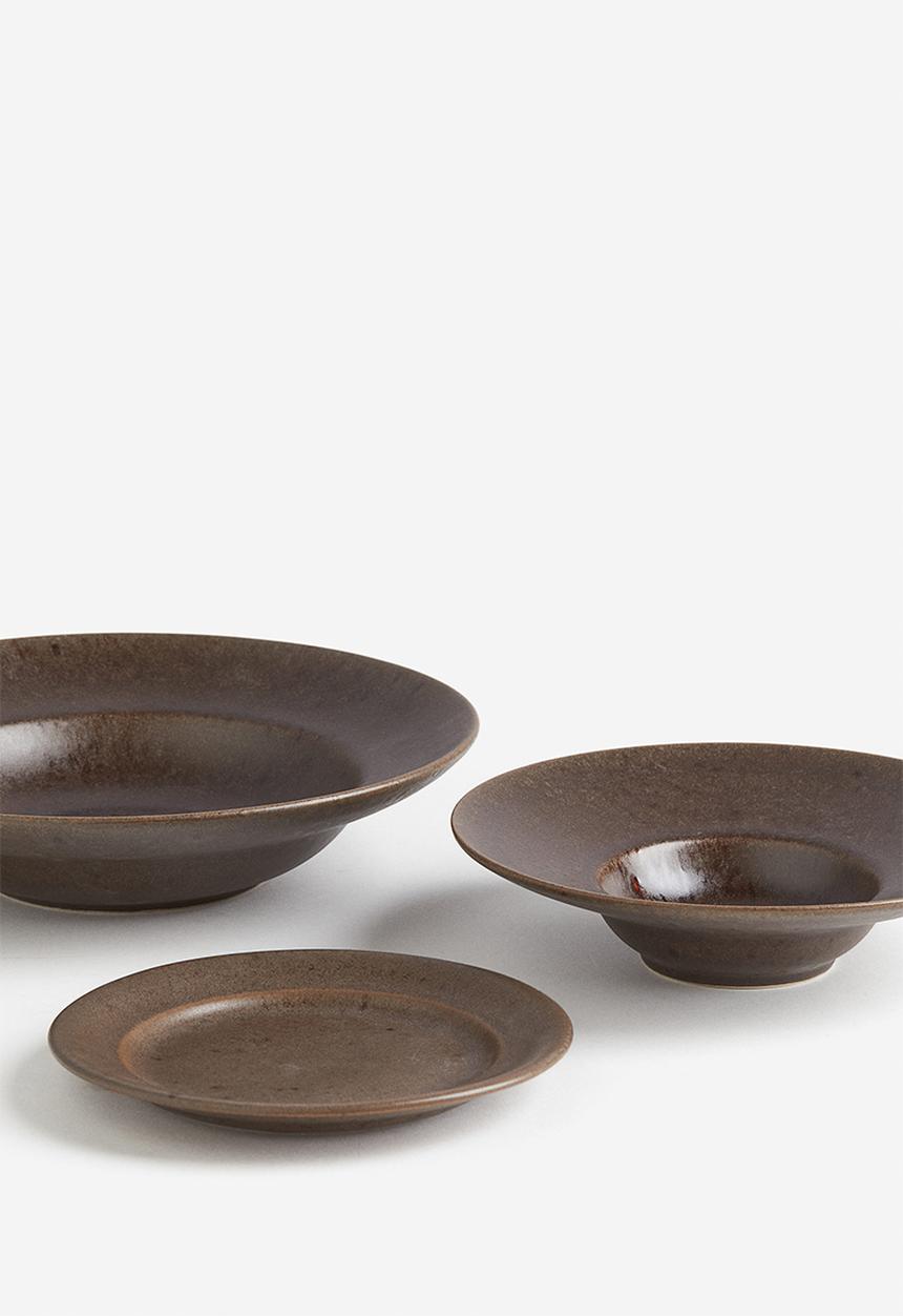 H&M - Stoneware pasta plate - dark brown