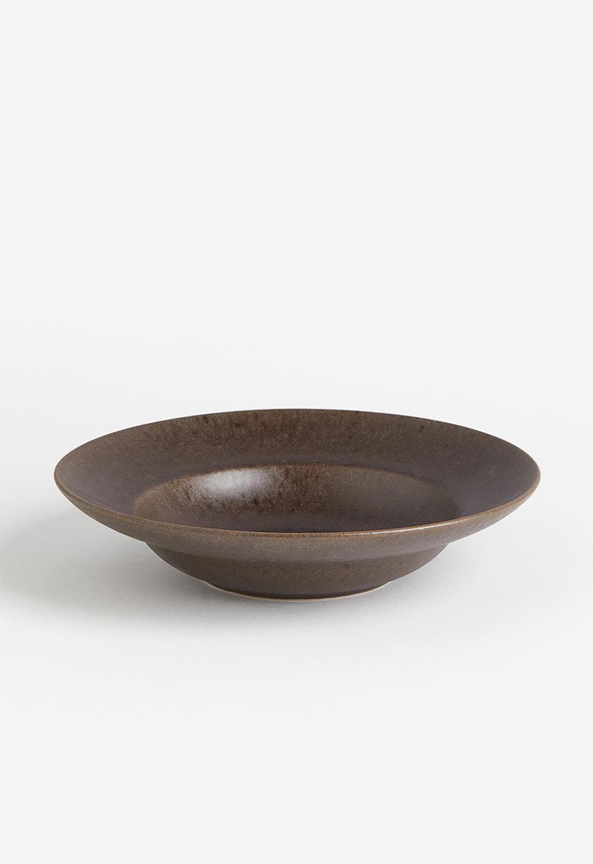 H&M - Stoneware pasta plate - dark brown