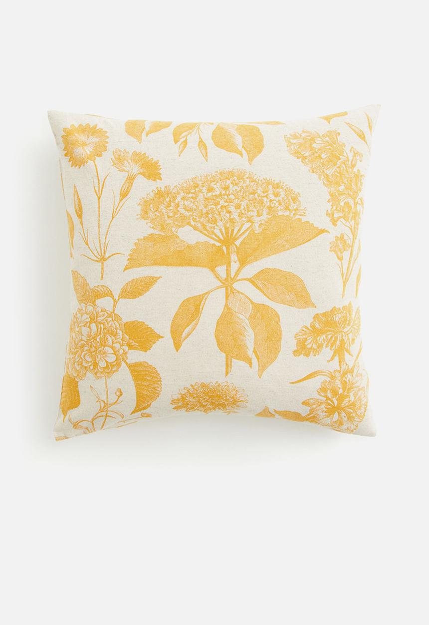 H&M - Patterned cushion cover - light beige/yellow