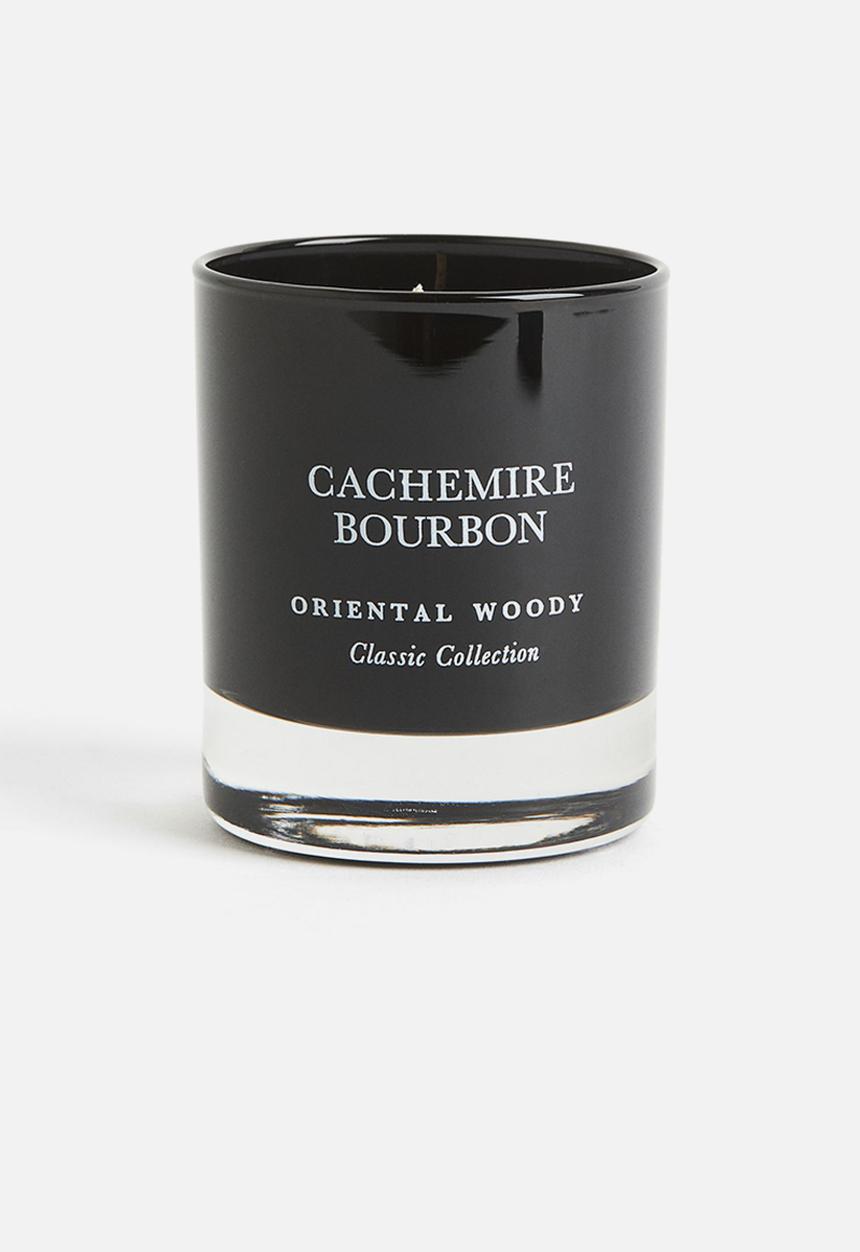 H&M - Scented candle in glass holder - black/cachemire bourbon