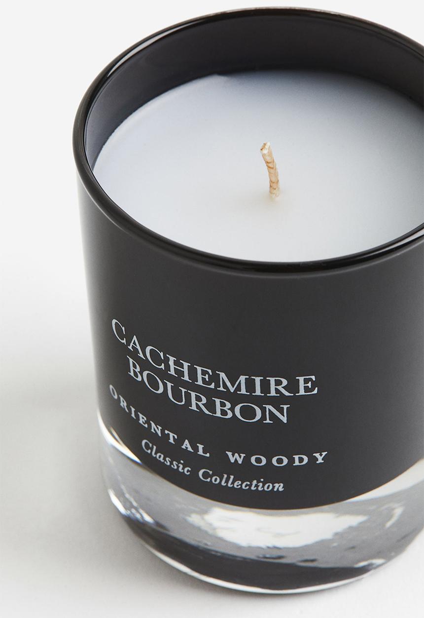 H&M - Scented candle in glass holder - black/cachemire bourbon