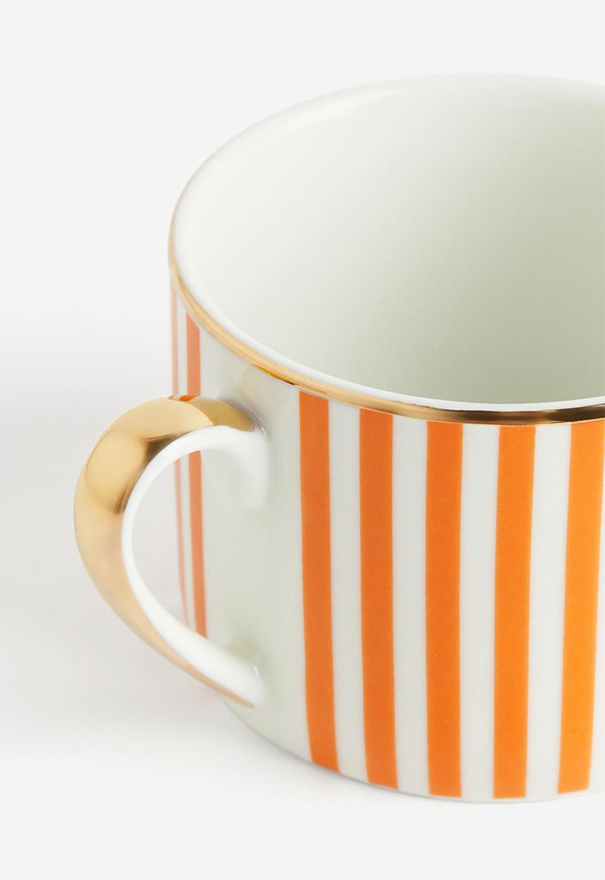H&M - Porcelain cup - orange/striped