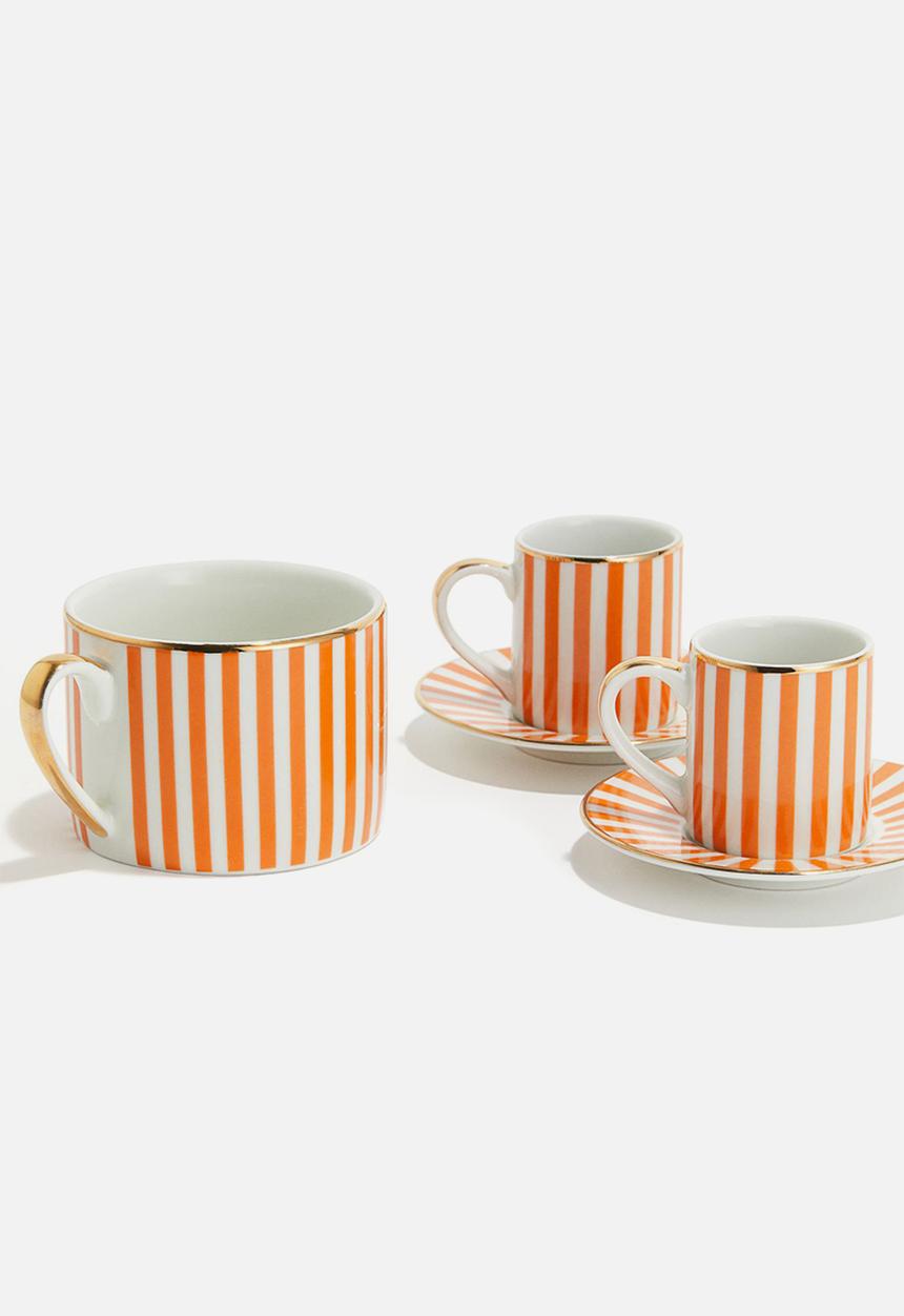 H&M - Porcelain cup - orange/striped