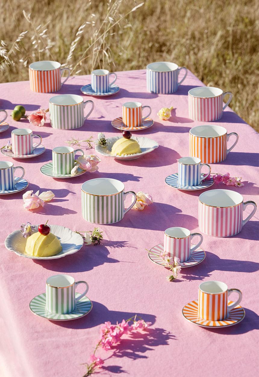 H&M - Porcelain cup - orange/striped