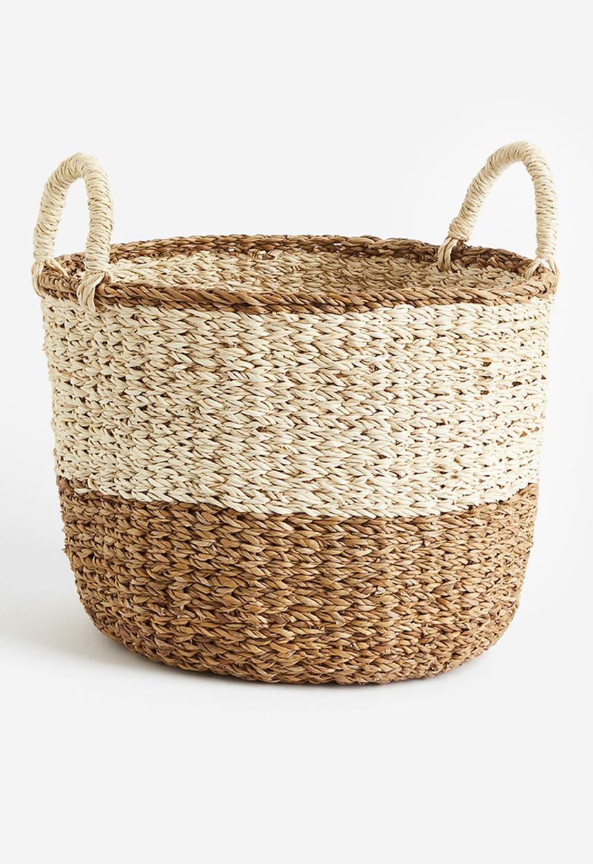 H&M - Handmade storage basket - beige, multi
