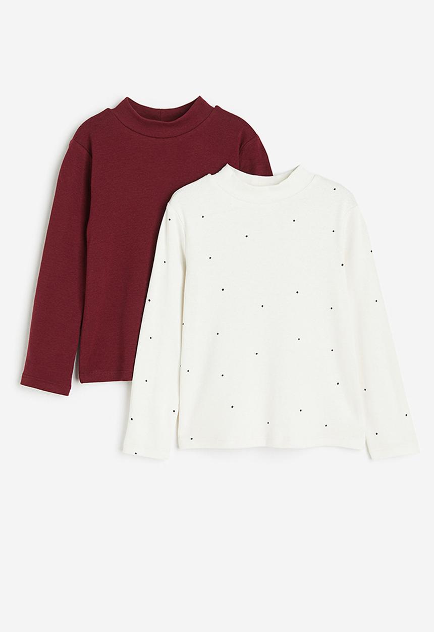H&M - 2-Pack polo-neck tops - white spotted